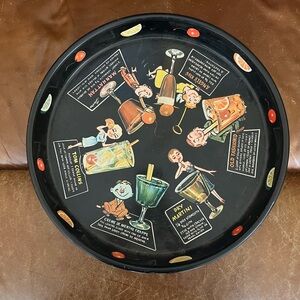 Mid-century Black Serving / Cocktail Tray